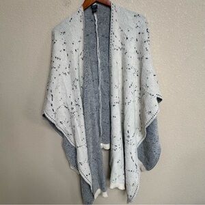 Roffe Accessories Grey/White Speckled Fuzzy Open Front Wrap Cardigan One Size